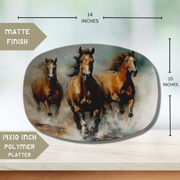 Horse Serving Platter - Farmhouse Dinnerware, Farmhouse Table Decor, 10x14 Inch - Picture 3 of 6